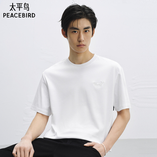 重磅刺绣T恤夏季 太平鸟男装 新款 时尚 青年S 宽松体恤衫 高弹力
