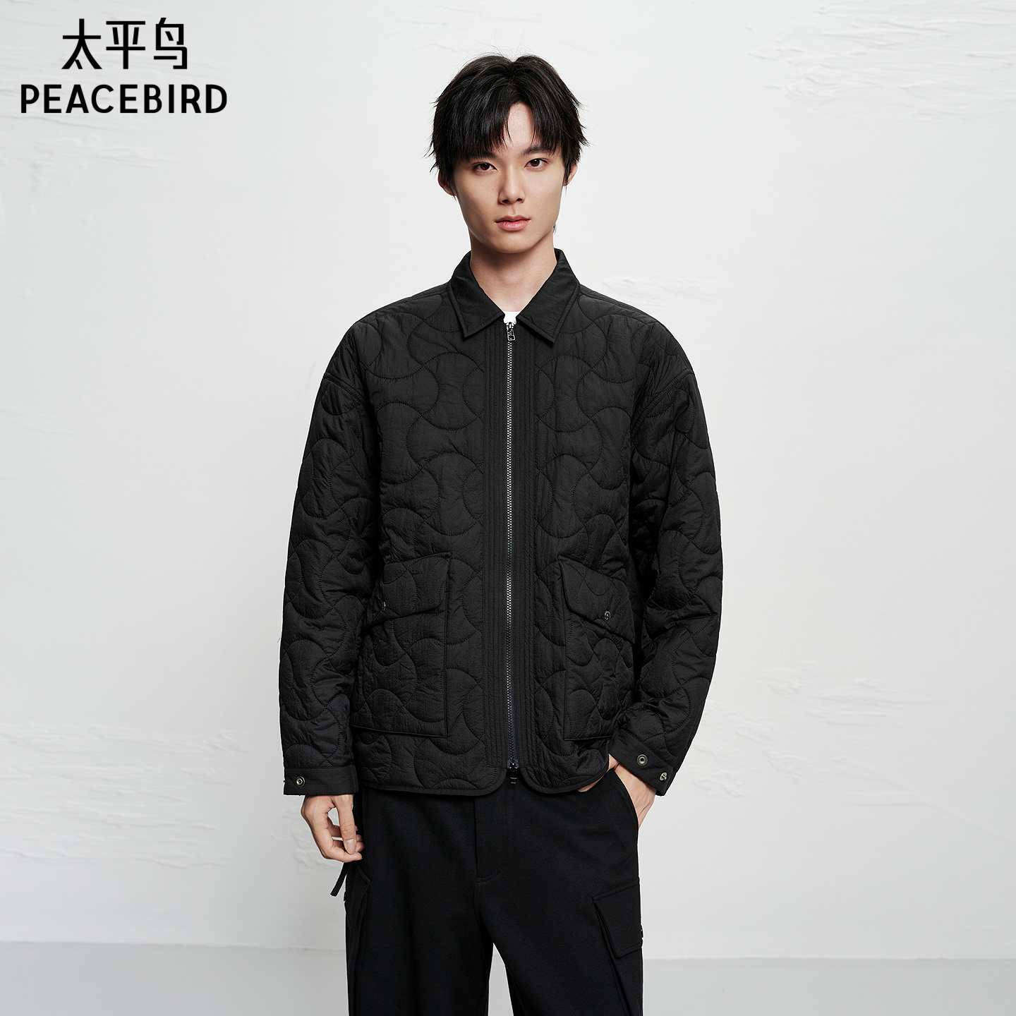 【商场同款】太平鸟男装 休闲棉衣20D潮流绗线男士棉衣B2ABF4123