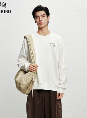 【商场同款】太平鸟男装 2025年冬季新款白色刺绣卫衣B2CRF4275+