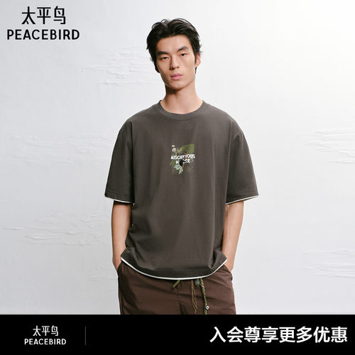 【商场同款】太平鸟男装 潮流美式后背印花短袖T恤男B2CNG2255#