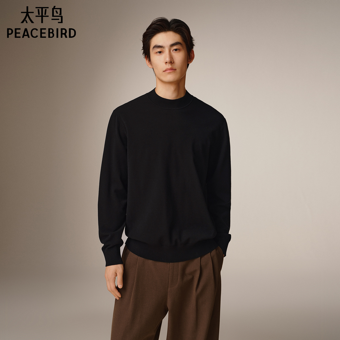 【商场同款】太平鸟男装 休闲毛衫纯色时尚修身男士毛衣B1EBF4428