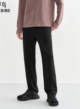 【AIRxPEACE】太平鸟男装直筒黑色休闲裤冬新款加绒裤子B2GBF4622