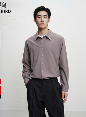 【商场同款】太平鸟男装羊毛长袖衬衫新款纯色通勤上衣B1CAF4B01