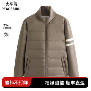 【商场同款】太平鸟男装排骨羽绒服冬新款拼接连帽外套B1ACF4B47