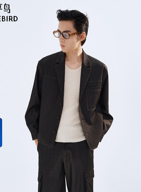 【商场同款】太平鸟男装西服26春季新款宽松明线外套 B1BBG1237