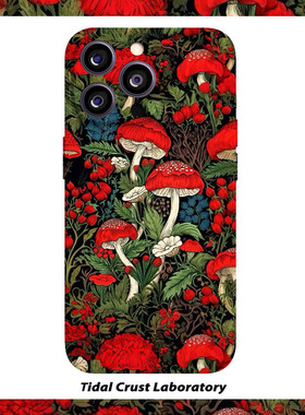 梦幻热烈色彩蘑菇红色菲林二合一手机壳适用苹果17nova14华为p70mate60小米15opporen14ovivo荣耀300iPhone16
