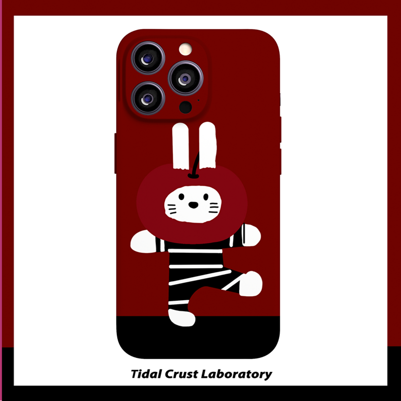 可爱兔兔旋转跳舞红色菲林二合一手机壳适用苹果17nova14华为