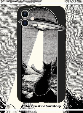 黑色液态硅胶猫咪星空全包手机壳适用苹果17nova14华为p70mate70小米15opporeno14vivo30荣耀300iPhone15