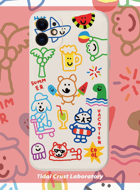 液态硅胶ins卡通简笔画插画萌趣网红可爱手机壳适用苹果17nova14华为p70mate70小米15oppovivo30荣耀iPhone15