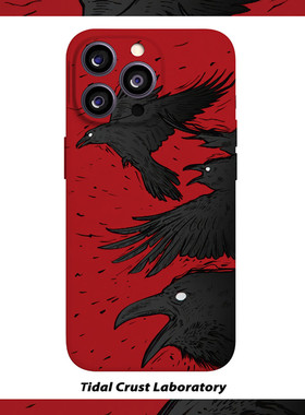 红色乌鸦暗黑高级小众菲林二合一手机壳适用苹果17nova14华为p70mate60小米15opporen14ovivo荣耀300iPhone16