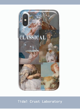 法式小天使复古油画透明手机壳适用苹果15nova10华为p50E/mate40小米13opporeno9vivo荣耀80iPhone14
