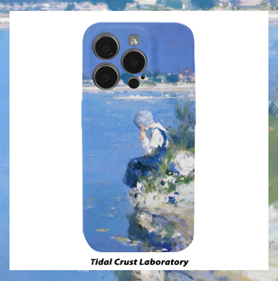 莫奈油画湖边静坐女孩菲林二合一手机壳适用苹果17nova14华为p70mate60小米15opporen14ovivo荣耀300iPhone16