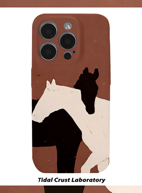 油画马年黑白之间艺术菲林二合一手机壳适用苹果17nova14华为p70mate60小米15opporen14ovivo荣耀300iPhone16