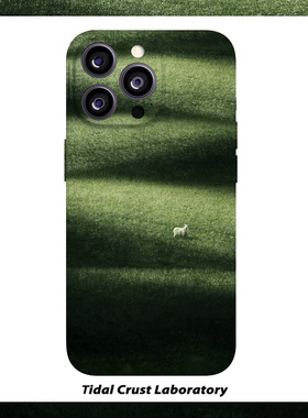 绿色大草原白色小羊菲林二合一手机壳适用苹果17nova14华为p70mate60小米15opporen14ovivo荣耀300iPhone16