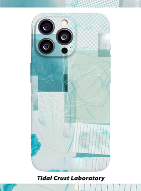 拼接蓝色清新复古海报菲林二合一手机壳适用苹果17nova14华为p70mate60小米15opporen14ovivo荣耀300iPhone16