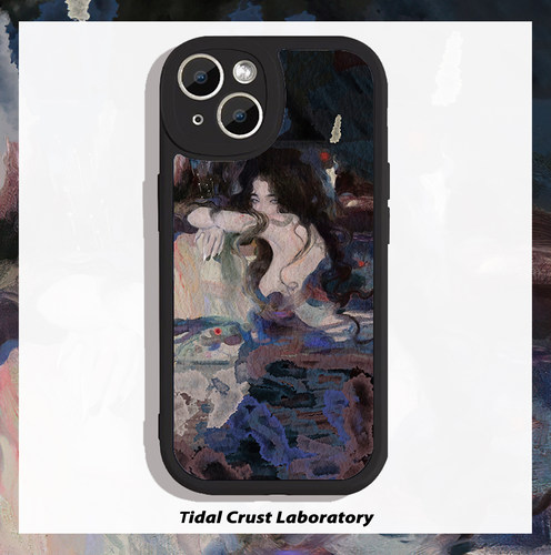 美人鱼油画高级冷淡酷女孩小羊皮手机壳适用苹果17nova14华为p70/mate70小米15reno14vivo30荣耀300iPhone15