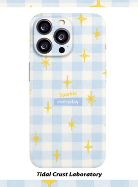 复古蓝白格纹星星清新菲林二合一手机壳适用苹果17nova14华为p70mate60小米15opporen14ovivo荣耀300iPhone16