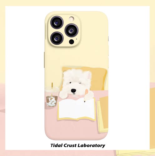 软萌小狗执笔学习趣味菲林二合一手机壳适用苹果17nova14华为p70mate60小米15opporen14ovivo荣耀300iPhone16