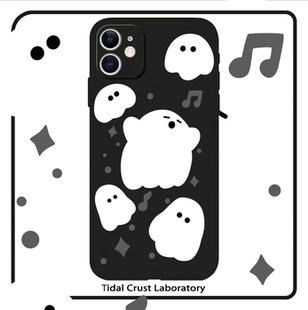 黑色液态硅胶卡通小怪兽手机壳适用苹果17nova14华为p70mate70小米15opporeno14vivo30荣耀300iPhone15