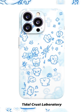 可爱y2k涂鸦动物园蓝菲林二合一手机壳适用苹果17nova14华为p70mate60小米15opporen14ovivo荣耀300iPhone16