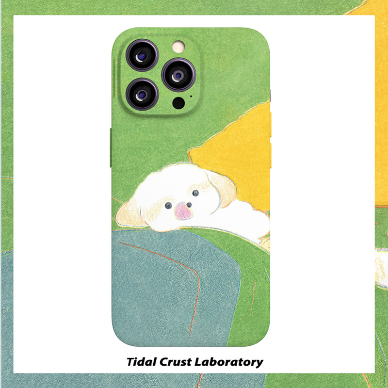 躺沙发舔鼻子的可爱狗菲林二合一手机壳适用苹果17nova14华为p70mate60小米15opporen14ovivo荣耀300iPhone16