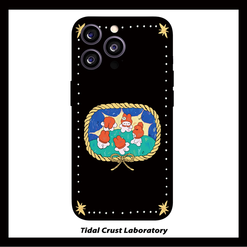 可爱兔兔一起跳舞黑色菲林二合一手机壳适用苹果17nova14华为