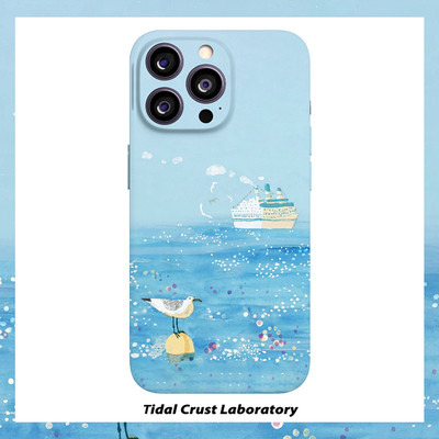 蓝色清新轮船边的海鸟菲林二合一手机壳适用苹果17nova14华为p70mate60小米15opporen14ovivo荣耀300iPhone16
