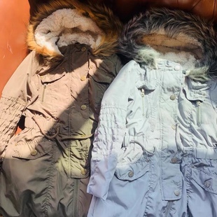 【猫】童装外套 女童中长款风衣保暖工装带毛帽3-12英国老牌NEX*T