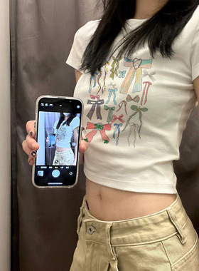 短袖T恤上衣小个子正肩短款露脐