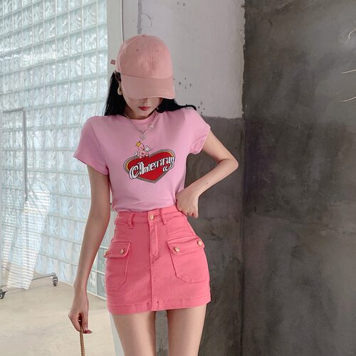 夏季纯欲辣妹修身短款T恤女上衣
