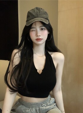 小吊带背心法式美背短款露脐上衣