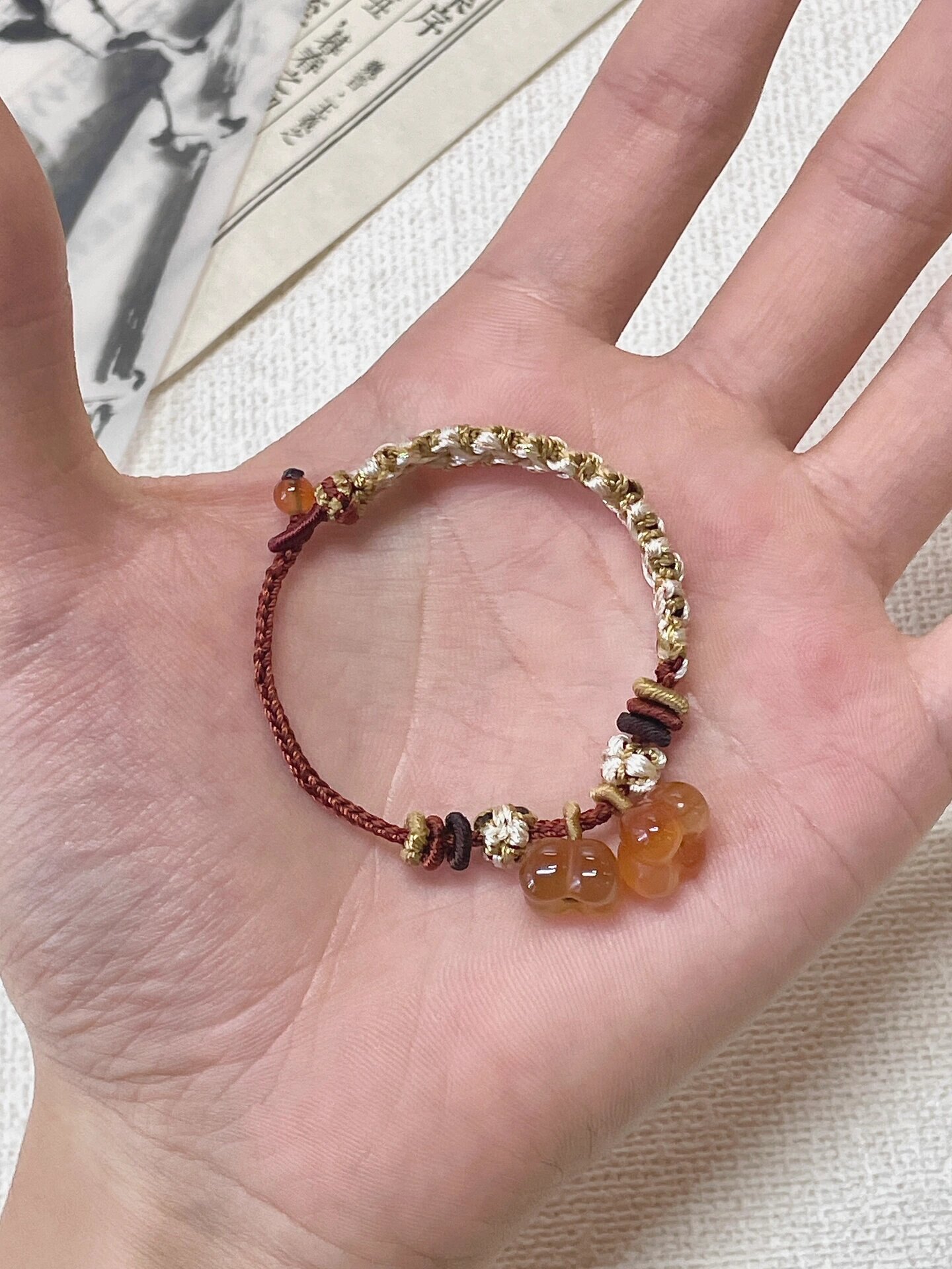 小桂花永生花手链手工编织手绳冰手链