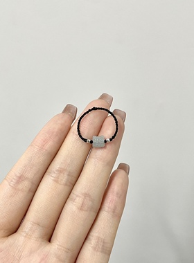 mini小醒狮戒指手工编织极细月光石醒狮戒指简约百搭生机可爱指环