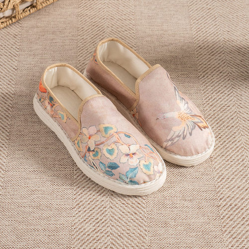 透气手工布鞋千层底一脚蹬中国风