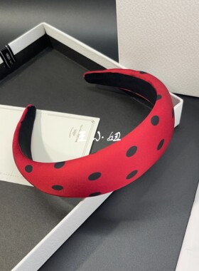 港风复古红色波点发箍高级感增高颅顶显脸小宽边头箍遮白发发卡