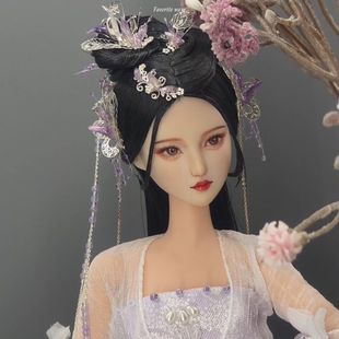 ob27bjd娃娃可儿芭比娃娃兵人古风古代假发套加发簪步摇流苏头饰