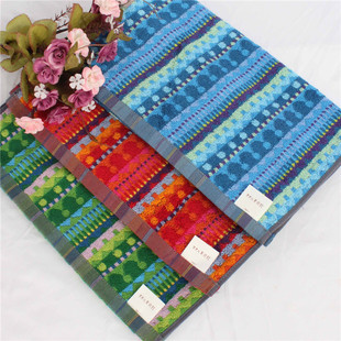 家用毛巾面巾柔软系列出口日单带标剪绒3色纯棉全家福面巾毛巾