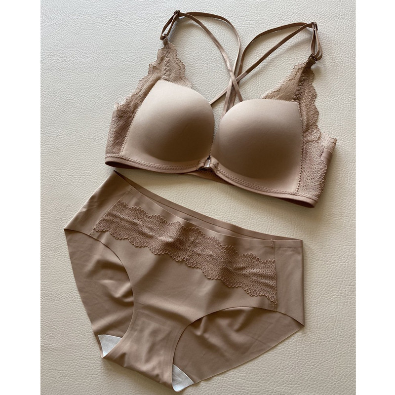 聚拢无钢圈交叉美背双细肩带文胸