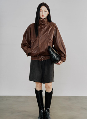 今年流行特惠2025秋季新款韩版时尚设计感复古真皮绵羊皮百搭气质