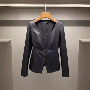 真皮皮衣意大利弹力羊皮大U 新款 今年流行特惠HN4155 春秋时尚