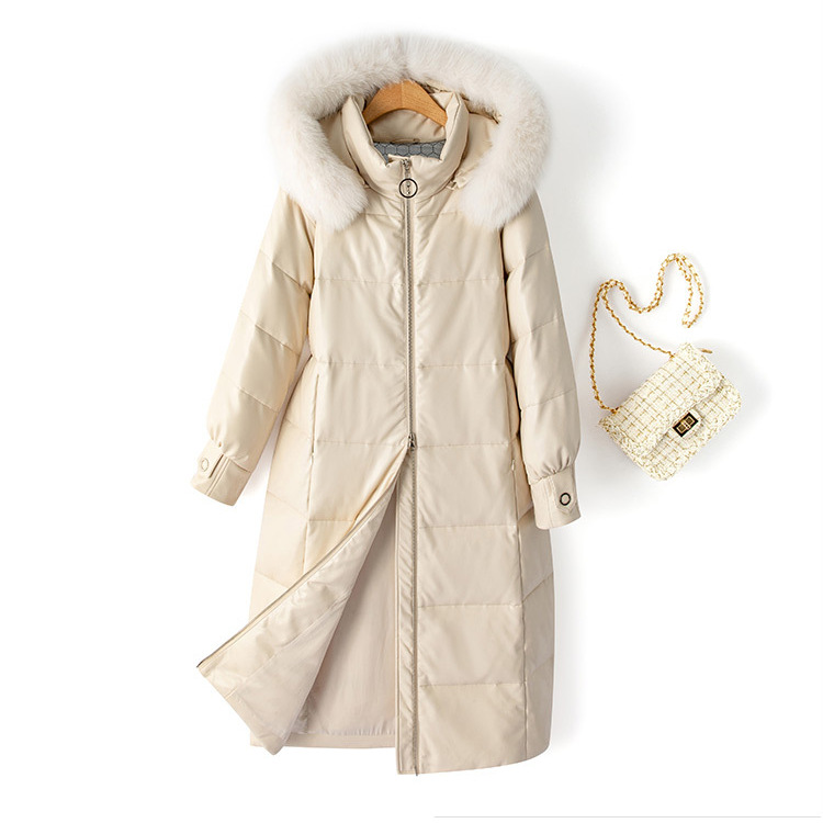 今年流行特惠皮羽绒2024冬连帽羽绒服韩女士长款大码收腰皮衣显瘦