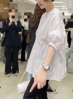 今年流行特惠88227大爱美依缘2025春夏白色衬衫设计感露背宽松