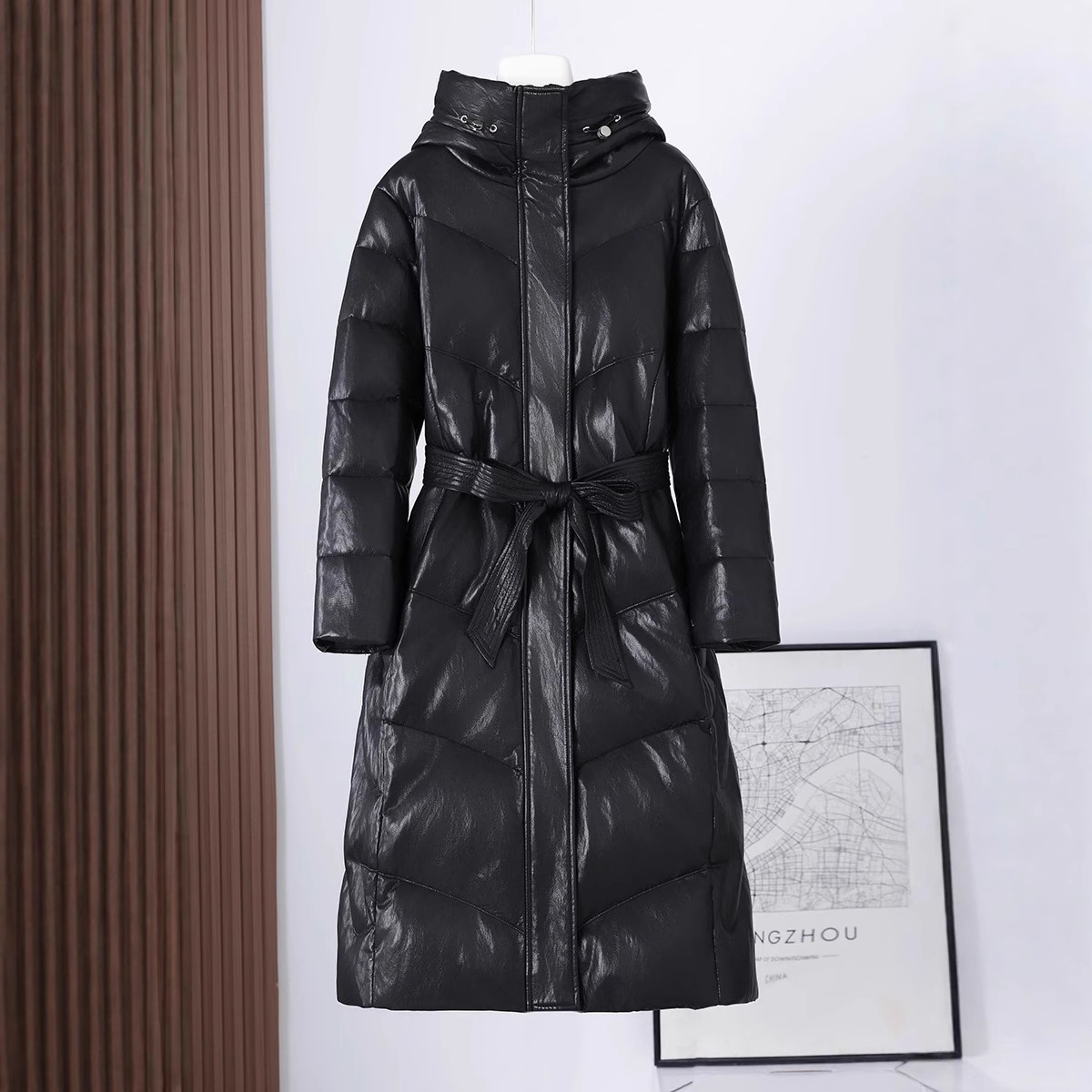 今年流行特惠跨境热销羽绒服女装中长款收腰显瘦连帽时尚冬季新款