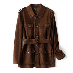 今年流行特惠真皮皮衣HN4128 立体口袋美拉德色翻领头层 1老钱工装