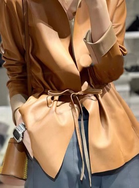 今年流行特惠真皮皮衣女2025新款开衫小外套圆领绵羊皮短款夹克收