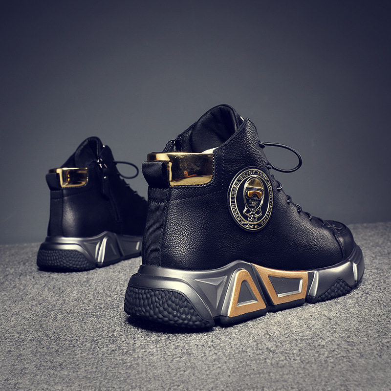 今年流行特惠特大码男鞋真皮头层牛皮高帮鞋黑色百搭棉鞋马丁靴,流行男鞋,时装靴,淘宝优惠券,粉丝福利购,淘宝优惠卷