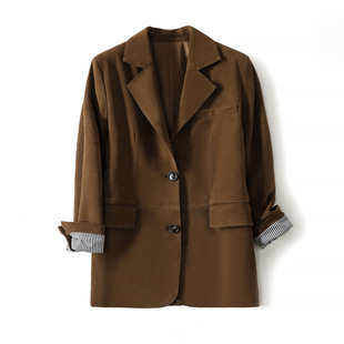 西装 1春秋复古反绒牛皮奶茶色修身 HN22693 今年流行特惠真皮皮衣