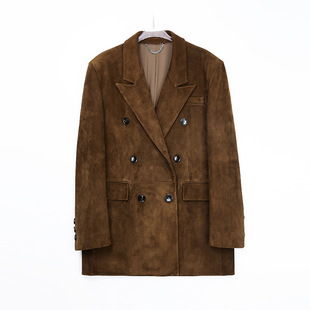 中性 头层山羊反绒阔版 今年流行特惠真皮皮衣HN5101港风复古经典 款