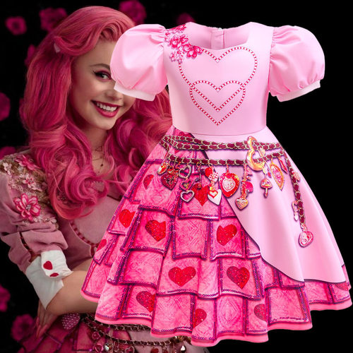 2025新品红皇后少儿万圣节公主裙连衣裙COS服装后裔4表演服SB78