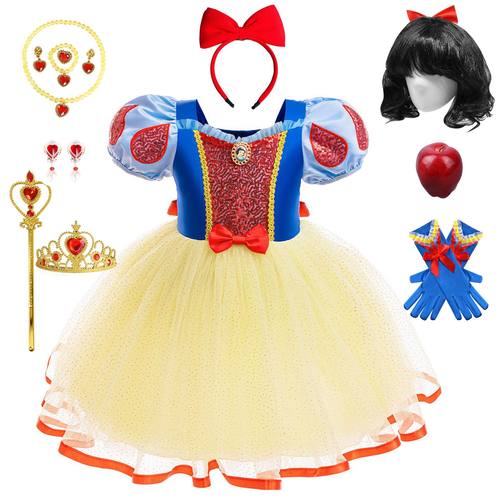 2025外贸夏季白雪公主女童蓬蓬纱裙泡泡袖女童宝宝公主连衣裙MB22